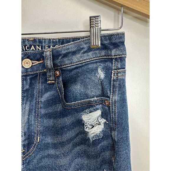 American Eagle Outfitters Blue Distressed Straight Leg Jeans - Picture 10 of 13